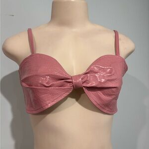 Blush Pink Croc Embossed Bow Bralette